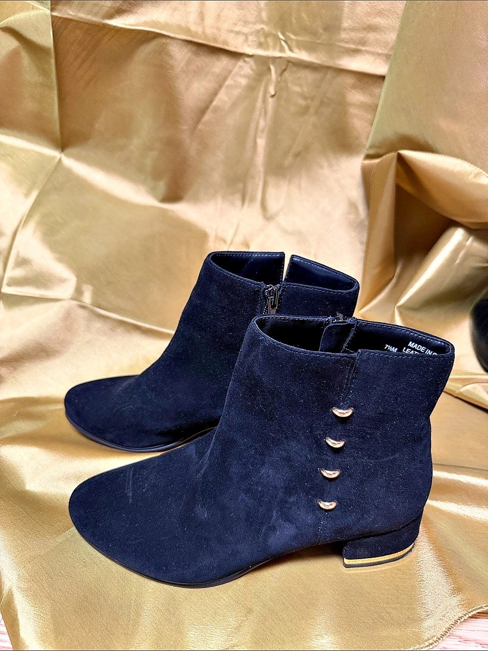 VAN ELI Black Ankle Boots with Button Detail